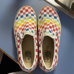 Colored checker slip on vans